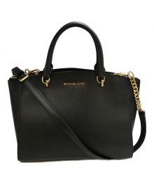 MICHAEL KORS（マイケルコース）の古着「ELLIS LG SATCHEL LEATHER」｜ブラック