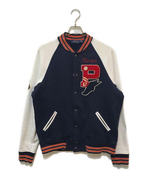 POLO RALPH LAUREN（ポロ・ラルフローレン）POLO RALPH LAUREN (ポロ・ラルフローレン) P-WINGスウェットスタジャン ブルー×ホワイト サイズ:Mの古着・服飾アイテム