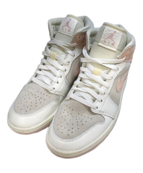 NIKE（ナイキ）NIKE (ナイキ) W AIR JORDAN 1 MID SE アイボリー×ピンク サイズ:27の古着・服飾アイテム