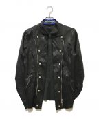 Francis T MOR.K.S×PROGRESS or REGRESSフランシストモークス×）の古着「HORSE HIDE LEATHER NAPOLEON RIDERS JACKET」｜ブラック