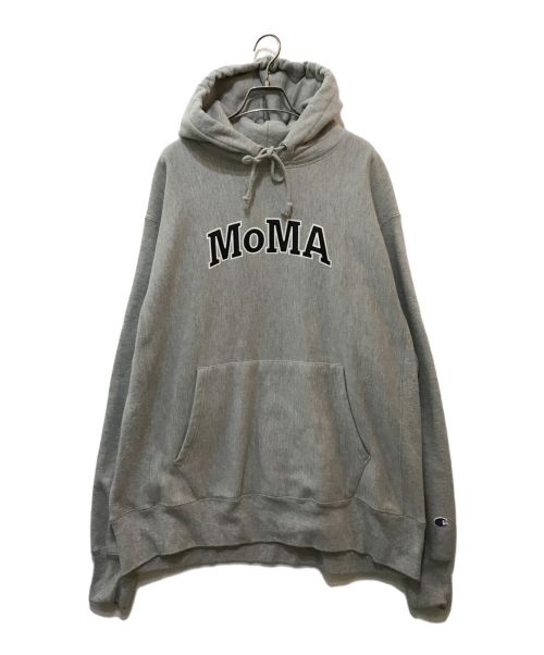 MoMA（モマ）MoMA (モマ) ロゴプルオーバーパーカー グレー サイズ:LARGE(JPN:2XL)の古着・服飾アイテム