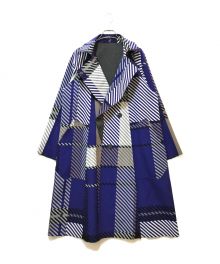 ISSEY MIYAKE（イッセイミヤケ）の古着「ボンディングリバーシブルプリント切りっぱなしコート」｜グレー×ブルー