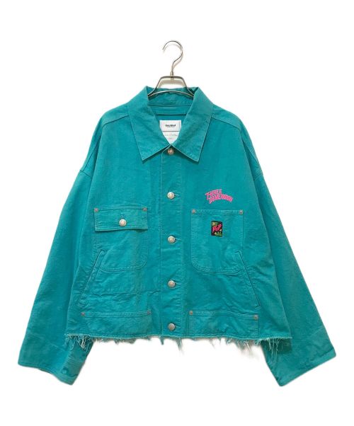 doublet（ダブレット）doublet (ダブレット) CHAOS EMBROIDERY SILK DUCK CUT OFF JACKET　19SS31BL81 ブルー サイズ:Mの古着・服飾アイテム