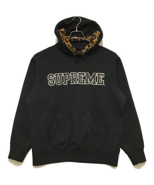 SUPREME（シュプリーム）SUPREME (シュプリーム) Leopard Trim Hooded Sweatshirt ブラック サイズ:Sの古着・服飾アイテム