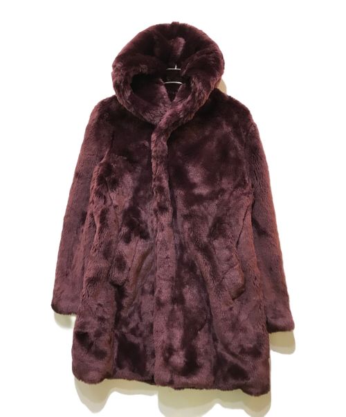 1piu1uguale3（ウノ ピゥ ウノ ウグァーレ トレ）1piu1uguale3 (ウノ ピゥ ウノ ウグァーレ トレ) WRAP COAT /ECO FUR　MRC137 ボルドー サイズ:4の古着・服飾アイテム