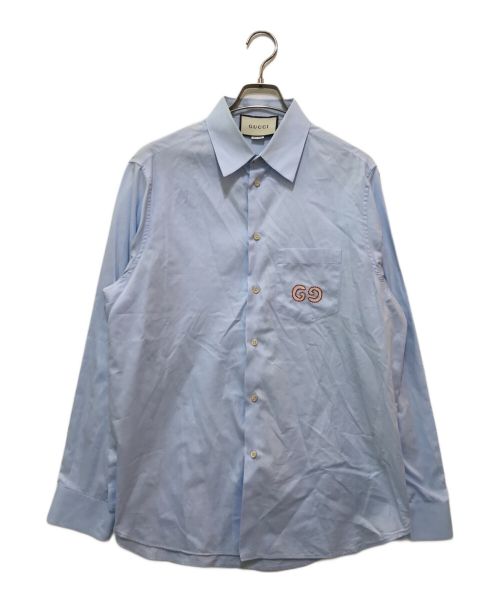 GUCCI（グッチ）GUCCI (グッチ) GG LOGO SHIRT　574518 ブルー サイズ:40の古着・服飾アイテム