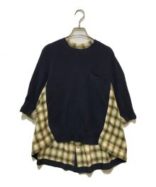 sacai（サカイ）の古着「シャツドッキングニット 20-04871」｜イエロー×ネイビー