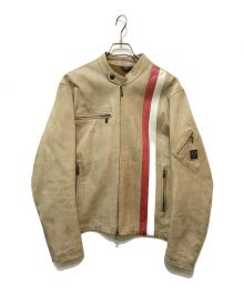 BELSTAFF（ベルスタッフ）の古着「カウレザーシングルライダースジャケット」｜ベージュ