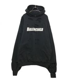 BALENCIAGA（バレンシアガ）の古着「Caps Destroyed Hoodie　659403」｜ブラック