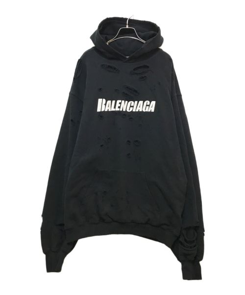 BALENCIAGA（バレンシアガ）BALENCIAGA (バレンシアガ) Caps Destroyed Hoodie　659403 ブラック サイズ:XSの古着・服飾アイテム