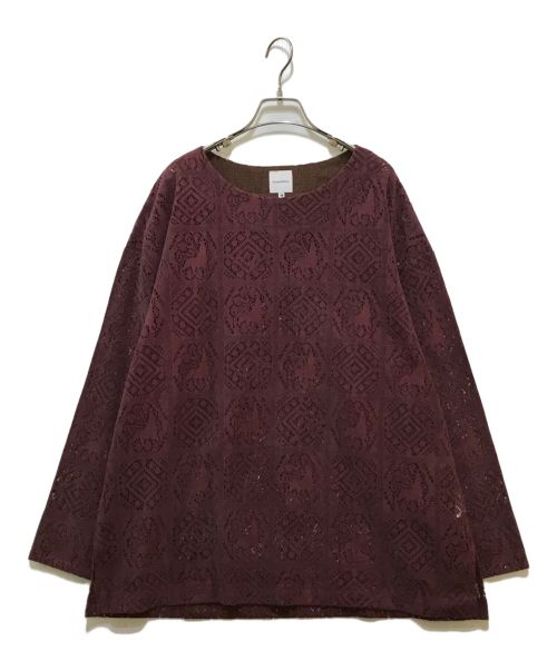 SASQUATCHfabrix.（サスクワッチファブリックス）SASQUATCHfabrix. (サスクワッチファブリックス) VELVET LACE SMOCK レッド サイズ:Lの古着・服飾アイテム