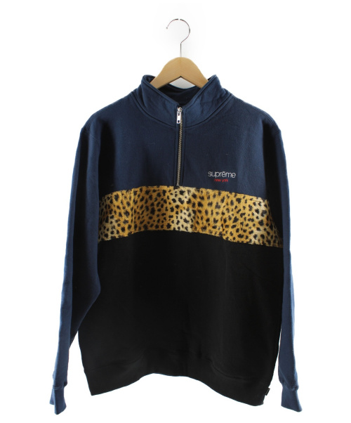 supreme half zip leopard