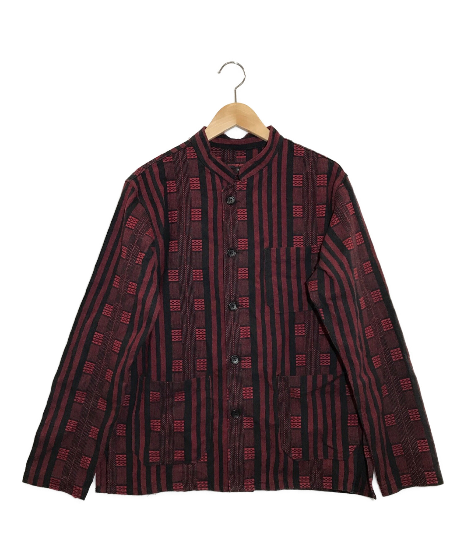 Engineered Garments (エンジニアドガーメンツ) DAYTON SHIRT BLACK Ethnic Jacquard　 デイトンシャツ-レッド/ブラックエスニックストライプジャカード レッド サイズ:S