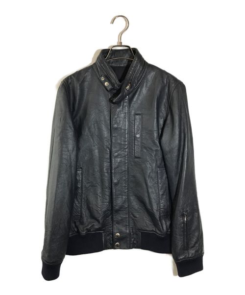 SOPHNET.（ソフネット）SOPHNET. (ソフネット) WASHED LEATHER STAND COLLOR BLOUSON　ウォッシュドレザースタンドカラーブルゾン ネイビー サイズ:Sの古着・服飾アイテム