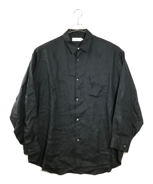 Graphpaper（グラフペーパー）Graphpaper (グラフペーパー) Linen L/S Oversized Regular Collar Shirt　リネンオーバーサイズレギュラーカラーシャツ ブラック サイズ:Fの古着・服飾アイテム