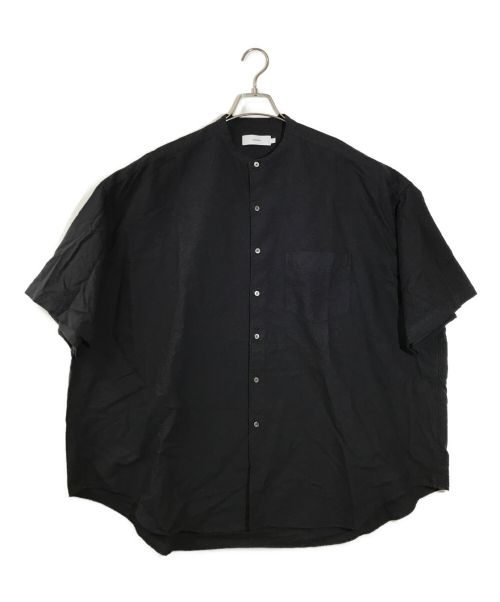 Graphpaper（グラフペーパー）Graphpaper (グラフペーパー) Oxford S/S Oversized Band Collar Shirt　オックスフォードバンドカラーシャツ ブラック サイズ:FREEの古着・服飾アイテム