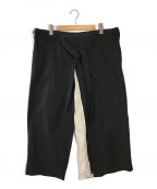 Y's BANG ON !ワイズバングオン！）の古着「BLACK TWILL ANKLE LENGTH WRAP PANTS 　ブラックツイルアンクルレングスラップパンツ」｜ブラック