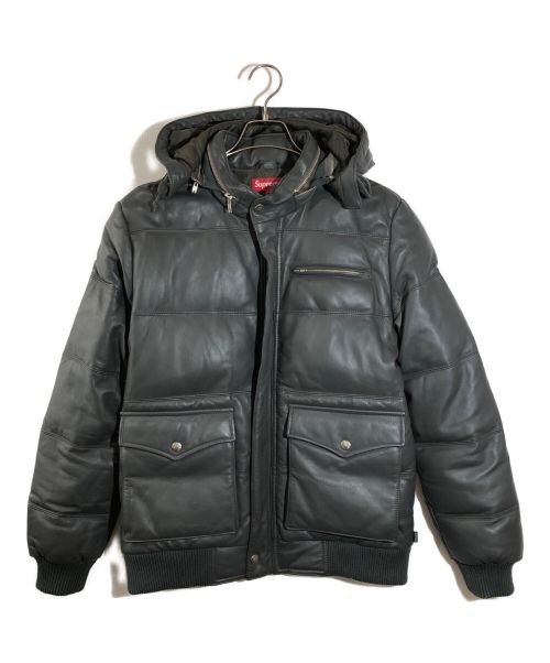 SUPREME（シュプリーム）Supreme (シュプリーム) Leather Down Jacket　レザーダウンジャケット グレー サイズ:Mの古着・服飾アイテム