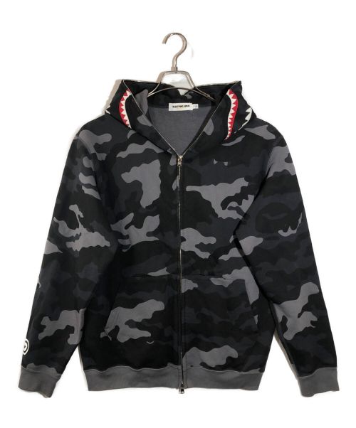 A BATHING APE（アベイシングエイプ）A BATHING APE (アベイシングエイプ) シャークジップパーカー ブラック サイズ:Lの古着・服飾アイテム