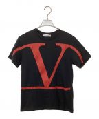 VALENTINOヴァレンティノ）の古着「VロゴプリントTシャツ」｜ブラック×レッド
