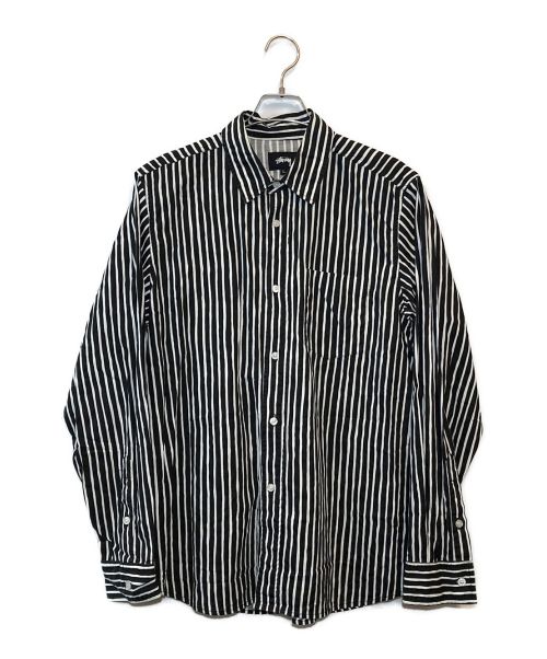 stussy（ステューシー）stussy (ステューシー) USA製ストライプシャツ ブラック サイズ:SIZE Lの古着・服飾アイテム