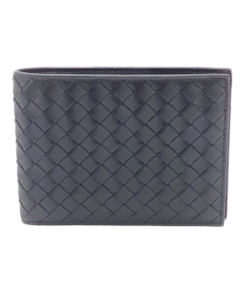 BOTTEGA VENETA（ボッテガベネタ）BOTTEGA VENETA (ボッテガベネタ) イントレチャート二つ折り財布 ブラックの古着・服飾アイテム