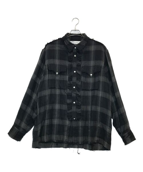 DAIRIKU（ダイリク）DAIRIKU (ダイリク) フリルチェックシャツ ブラック サイズ:Lの古着・服飾アイテム