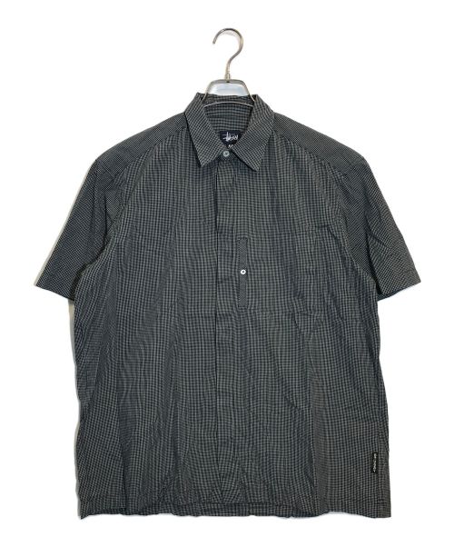 stussy（ステューシー）stussy (ステューシー) 90's半袖比翼チェックシャツ ネイビー サイズ:Mの古着・服飾アイテム