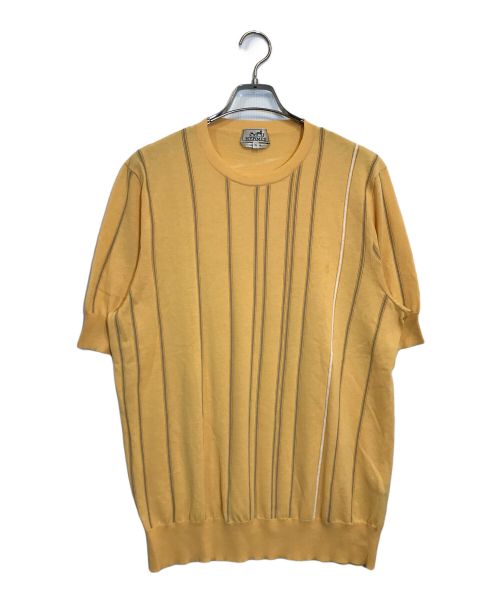 HERMES（エルメス）HERMES (エルメス) ストライプ半袖コットンニット イエロー サイズ:XLの古着・服飾アイテム
