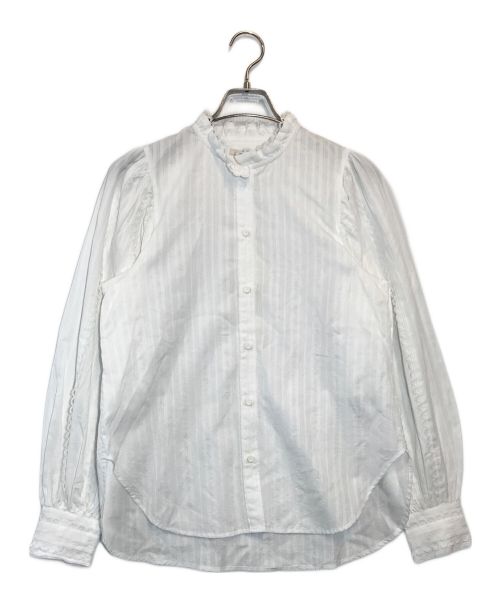 ne quittez pas（ヌキテパ）ne quittez pas (ヌキテパ) cotton body stripe frill collar blouse ホワイト サイズ:FREEの古着・服飾アイテム