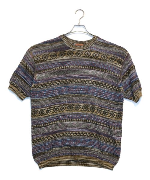 missoni（ミッソーニ）missoni (ミッソーニ) 総柄半袖ニット イエロー×レッド サイズ:51の古着・服飾アイテム