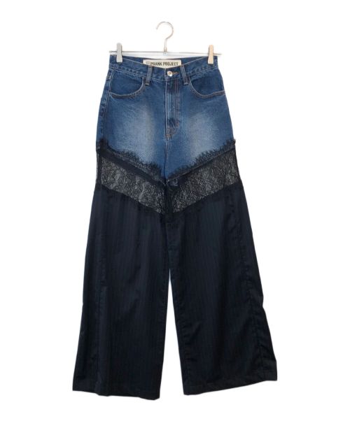 PRANK PROJECT（プランクプロジェクト）PRANK PROJECT (プランクプロジェクト) Denim Lace Blocking Pants　デニムレースブロッキングパンツ ブルー×ブラック サイズ:36の古着・服飾アイテム