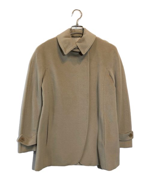 MaxMara（マックスマーラ）MaxMara (マックスマーラ) 襟裏レザーヴァージンウールハーフコート ベージュ サイズ:36の古着・服飾アイテム