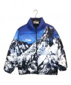 FIRST DOWNファーストダウン）の古着「MOUNTAIN PRINT REVERSIBLE DOWN」｜ブルー