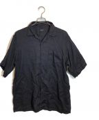 COMOLIコモリ）の古着「リネンツイル半袖オープンカラーシャツ」｜ネイビー