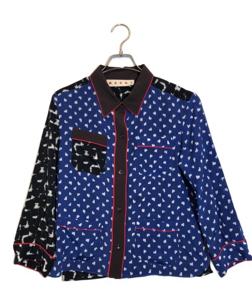 MARNI（マルニ）MARNI (マルニ) 総柄シャツブラウス ブルー サイズ:SIZE 40の古着・服飾アイテム