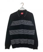 SUPREMEシュプリーム）の古着「KNIT STRIPE L/S POLO」｜ブラック