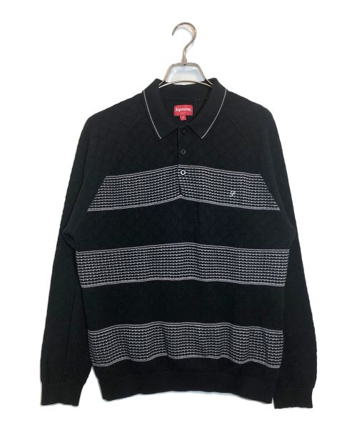 SUPREME（シュプリーム）SUPREME (シュプリーム) KNIT STRIPE L/S POLO ブラック サイズ:Sの古着・服飾アイテム