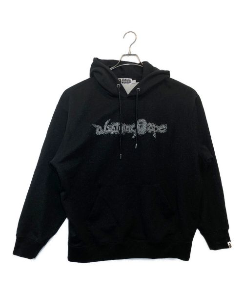 A BATHING APE（アベイシングエイプ）A BATHING APE (アベイシングエイプ) METALLIC YARN PULLOVER HOODIE ブラック サイズ:Lの古着・服飾アイテム