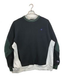 Champion×N.HOOLYWOOD（チャンピオン×エヌ ハリウッド）の古着「リバースウィーブクルーネックスウェットシャツ」｜ブラック×グリーン