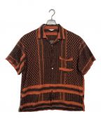 UNUSEDアンユーズド）の古着「Afghan print short sleeve shirt」｜オレンジ