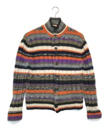 ETRO（エトロ）の古着「ボーダーカシミヤカーディガン」｜ブラウン