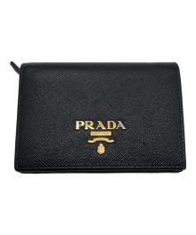 PRADA（プラダ）の古着「サフィアーノ2つ折り財布」｜ブラック