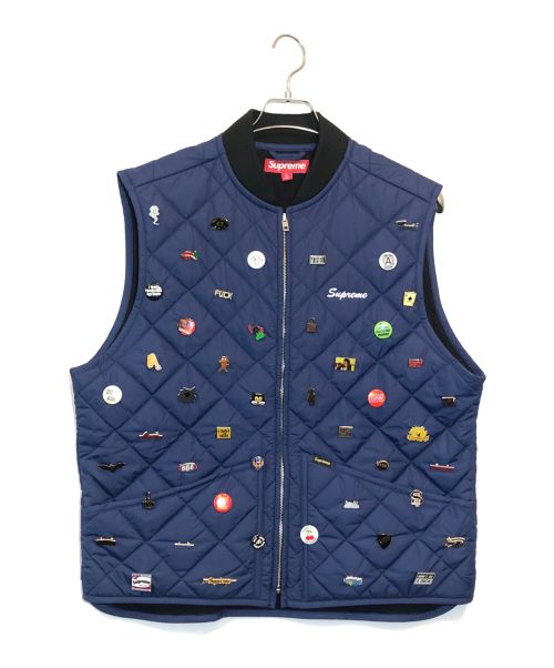 SUPREME（シュプリーム）SUPREME (シュプリーム) Pins Quilted Work Vest ネイビー サイズ:Mの古着・服飾アイテム