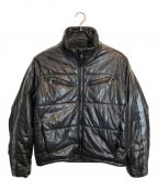 BELSTAFF GOLD LABELベルスタッフ ゴールドレーベル）の古着「レザー中綿ジャケット」｜ブラック