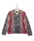 stussyステューシー）の古着「MIXED PRINT ALPACA SWEATER」｜レッド