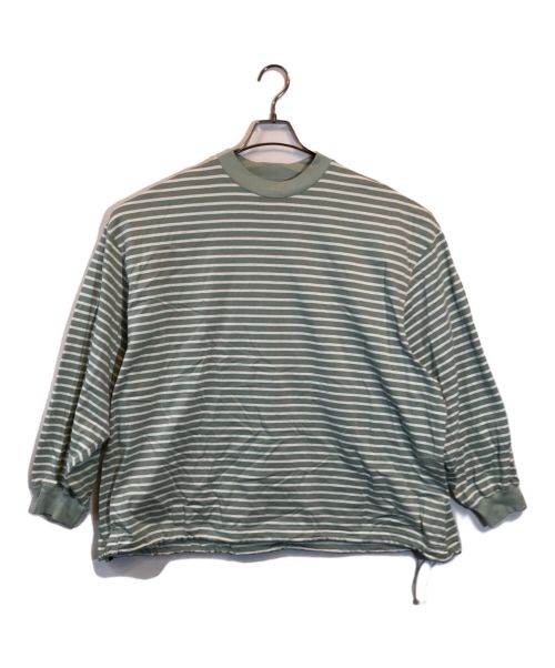 is-ness（イズネス）is-ness (イズネス) BALLOON BORDER LONG SLEEVE T-SHIRT 黄緑 サイズ:SIZE Mの古着・服飾アイテム