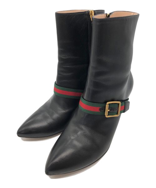 GUCCI（グッチ）GUCCI (グッチ) シェリーラインピンヒールブーツ ブラック サイズ:SIZE 37の古着・服飾アイテム