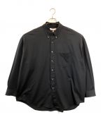 Graphpaperグラフペーパー）の古着「Oxford Pique Jersey L/S Oversized BD Shirt」｜ネイビー