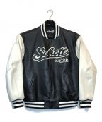 Schottショット）の古着「FULL LETEHER STADIUM JACKET」｜ブラック×ホワイト